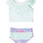 Rufflebutts Baby/Toddler Girls Cropped 2-Piece Sleeveless Tankini Swimsuits With Upf50+ Sun Protection - Purple Garden, 6-12M