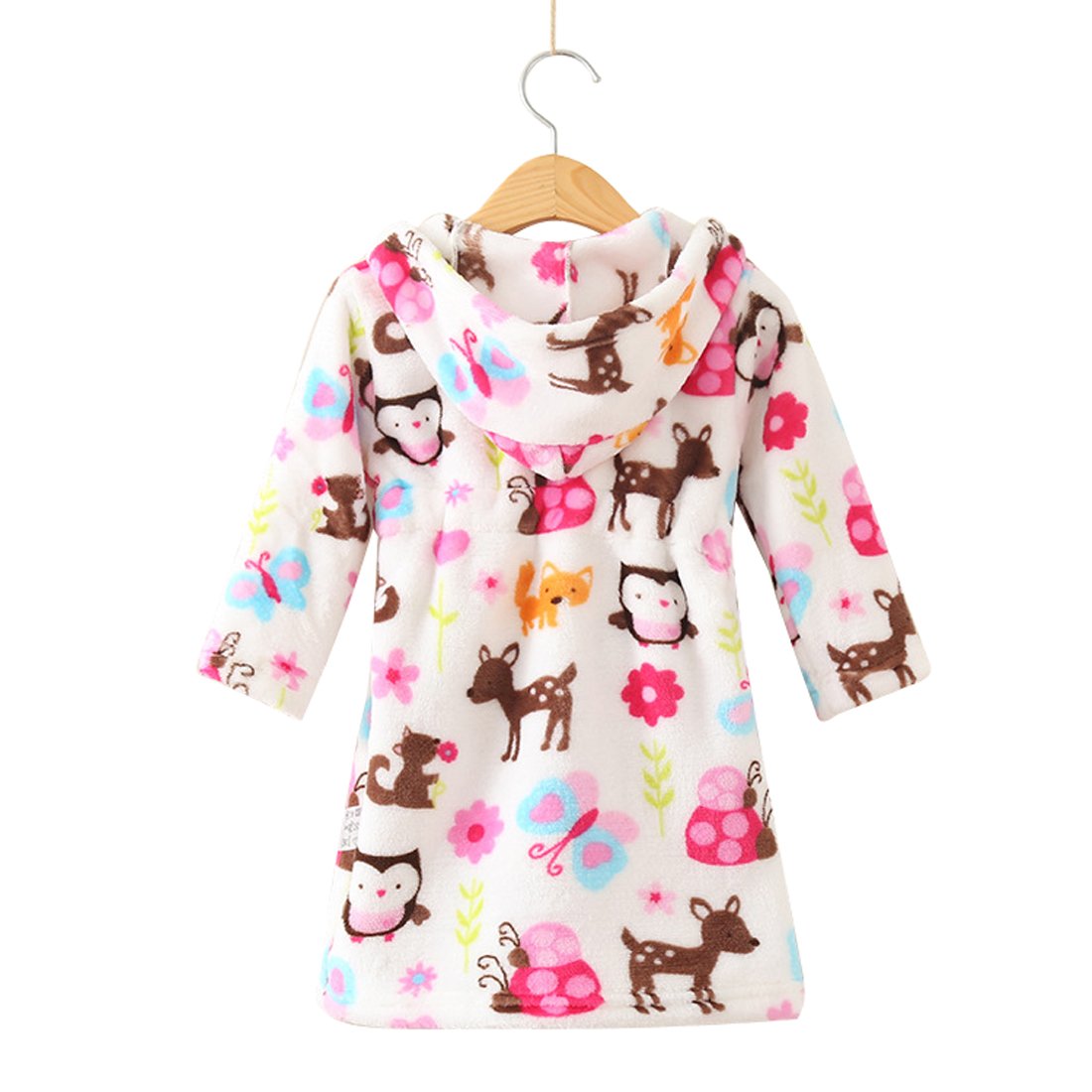 Tollion Toddlers/Kids Hooded Robe Soft Fleece Bathrobe Children Pajamas Baby Plush Robe (Bird, 4T)