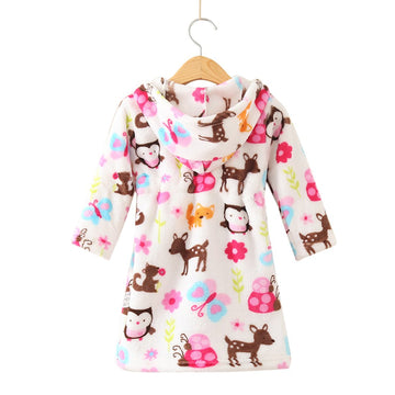 Tollion Toddlers/Kids Hooded Robe Soft Fleece Bathrobe Children Pajamas Baby Plush Robe (Bird, 4T)