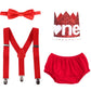 Odasdo Baby Boy My First 1St Valentine'S Day Birthday Party Cake Smash Outfit Cotton Diaper Cover Shorts Pants Y-Back Suspenders