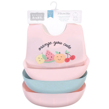 Hudson Baby Unisex Baby Silicone Bibs, Cute Fruit, One Size