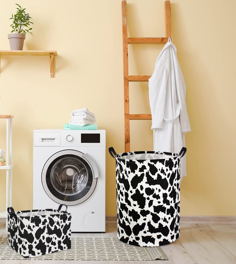 Ddbasket Cow Print Laundry Basket Baby Nursery Clothes Hamper Collapsible Toy Storage Bin Organizer With Handles For Kids,Boys A