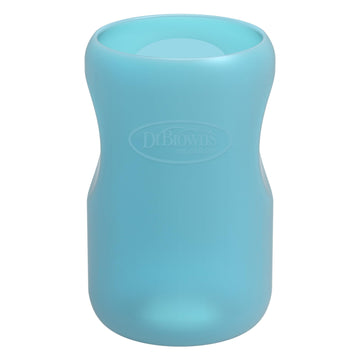 Dr. Brown'S Natural Flow Options+ Glass Baby Bottle Sleeves,100% Silicone,9 Oz,Wide-Neck,Blue