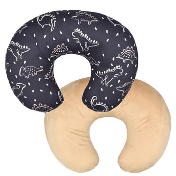 Nursing Pillow Cover Stretchy Cotton Pillow Slipcovers For Breastfeeding Moms Two-Sided Design (Black Brown Dinosaur)