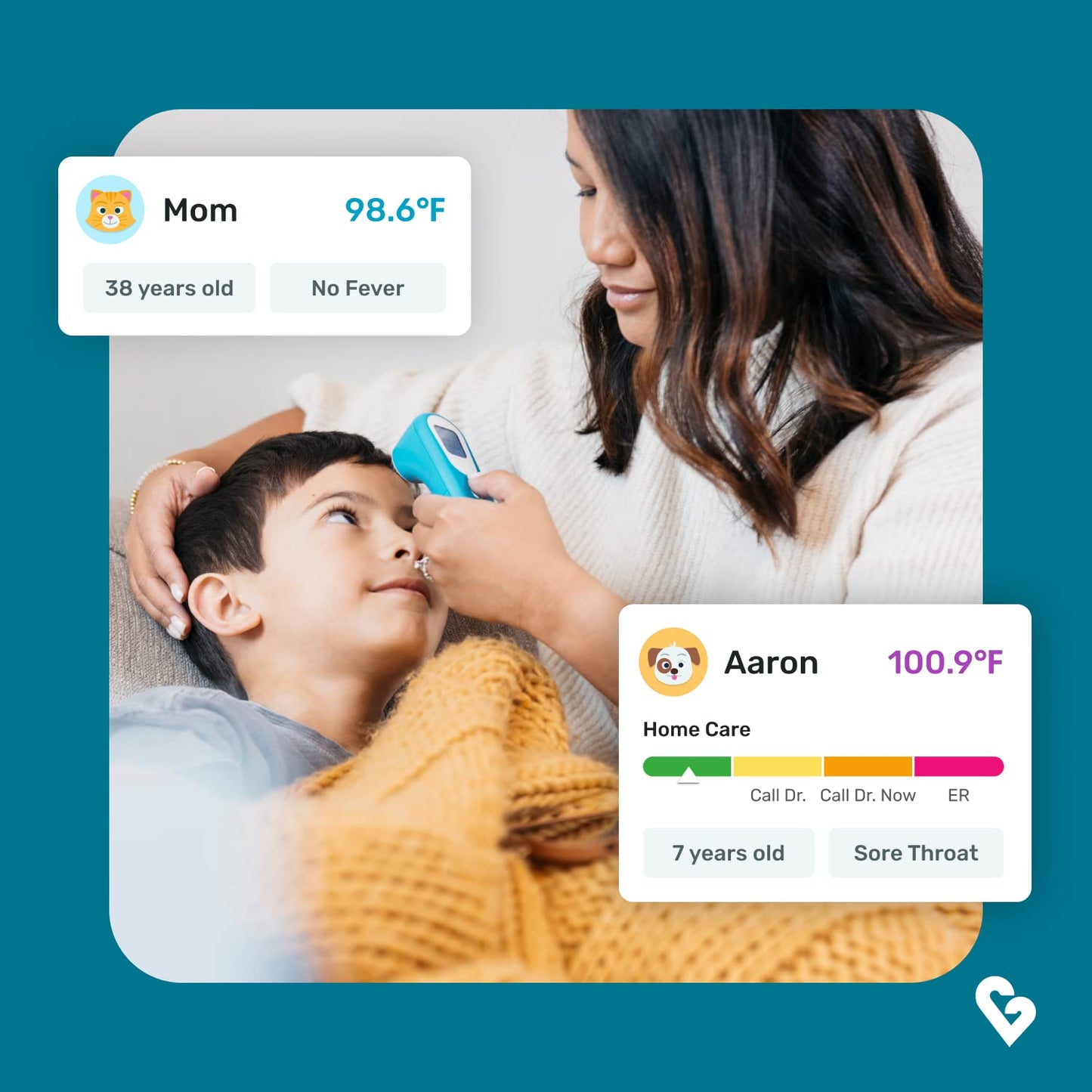 Kinsa Quickscan Smart Thermometer - No-Touch, Contactless Digital Forehead Thermometer For Babies, Kids, Adults - Works With A S