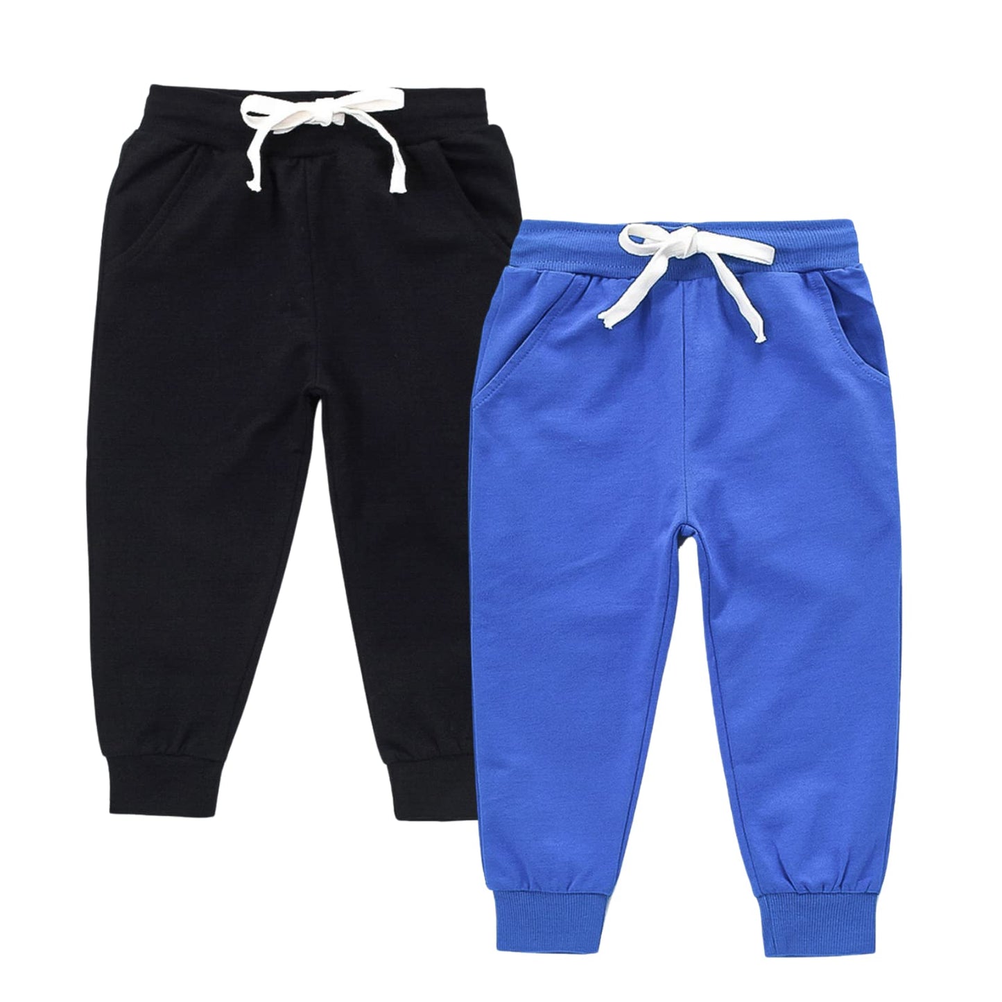 Ijnuhb Toddler Boys Sweatpants Adjustable Waist Unisex Girls Drawstring Pants Casual Baby Joggers (Blackblue 3T)Little Kid