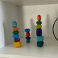 Cllayees 16 Pcs Wooden Stacking Blocks Rocks Building Toys, Colored Solid Wood Stones Pre-School Educational Games Creative Toys