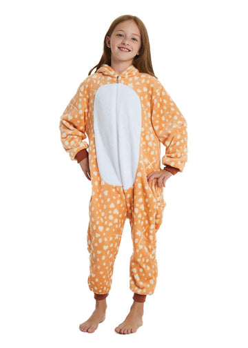 Abenca Kids Deer Onesie Pajamas Christmas Halloween Animal Cosplay Sleepwear Costume (Deer, 11-12 Years)