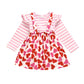 Xfglck Toddler Baby Girls Valentines Day Outfit Ruffle Sleeve Stripes Shirt Tops + Suspender Strap Heart Print Skirt Set(Pink,4-