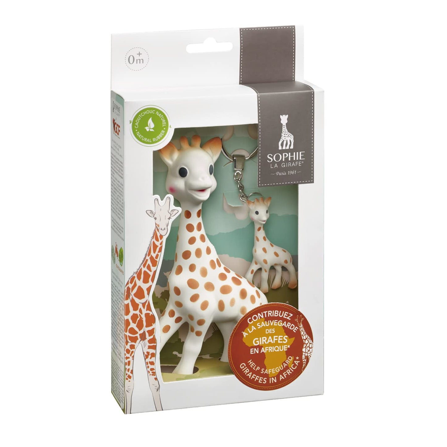 Sophie la girafe | Giraffe Conservation Foundation Set | Includes a Mini Keychain | Natural Rubber | Designed for Teething Babie