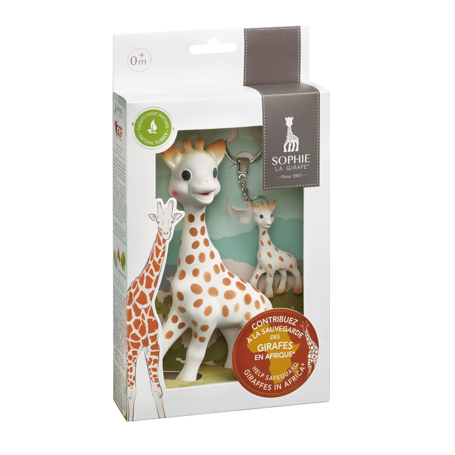 Sophie la girafe | Giraffe Conservation Foundation Set | Includes a Mini Keychain | Natural Rubber | Designed for Teething Babie