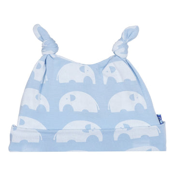 Kickee Pants Print Double Knot Hat (New Born-3 Months, Pond Elephant)