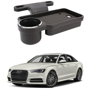 Oshotto (FT04) Foldable Car Auto Headrest Rear Back Seat Table Drink Food Cup Tray Holder Compatible with Audi A6  Black