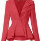 Women Double Notch Lapel Office Blazer Jk43864 1073T Coral Large