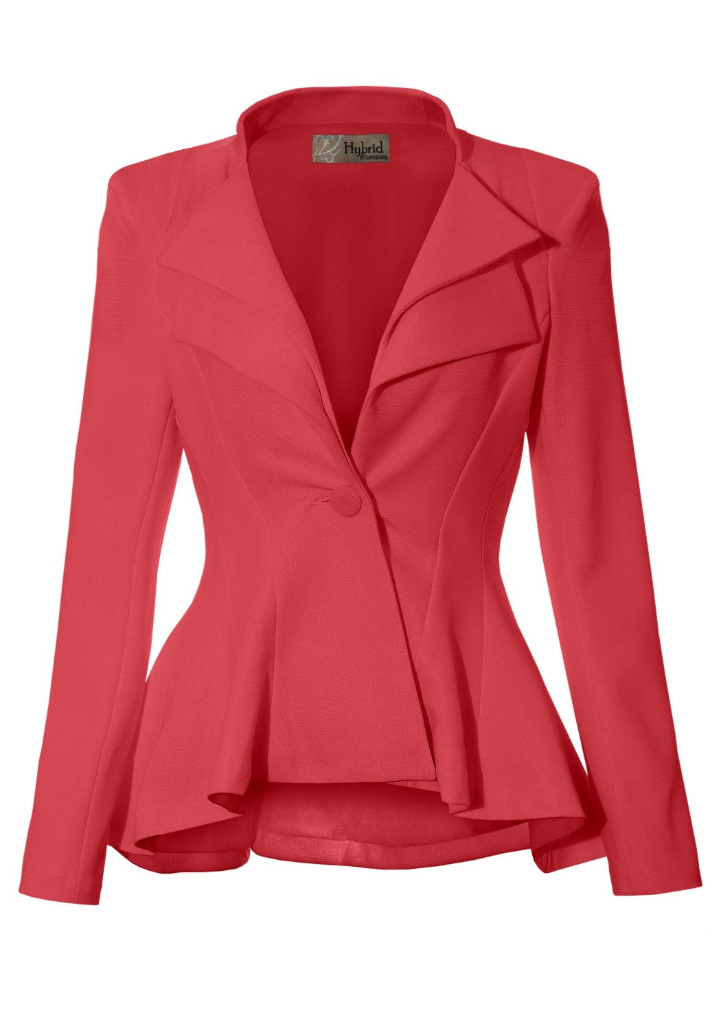 Women Double Notch Lapel Office Blazer Jk43864 1073T Coral Large