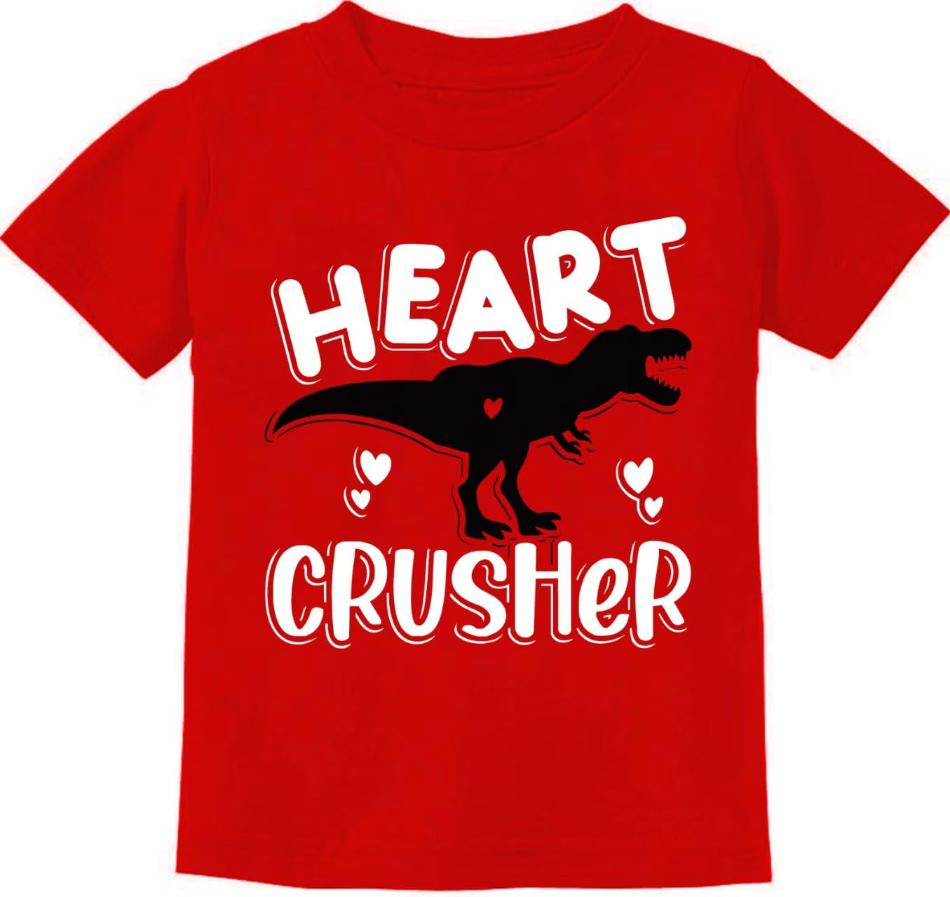 Little Boy Valentines Day Shirt Heart Crusher Dinosaur Graphic Vday Toddler Kids Tyrannosaurus Tops Size 7 Years