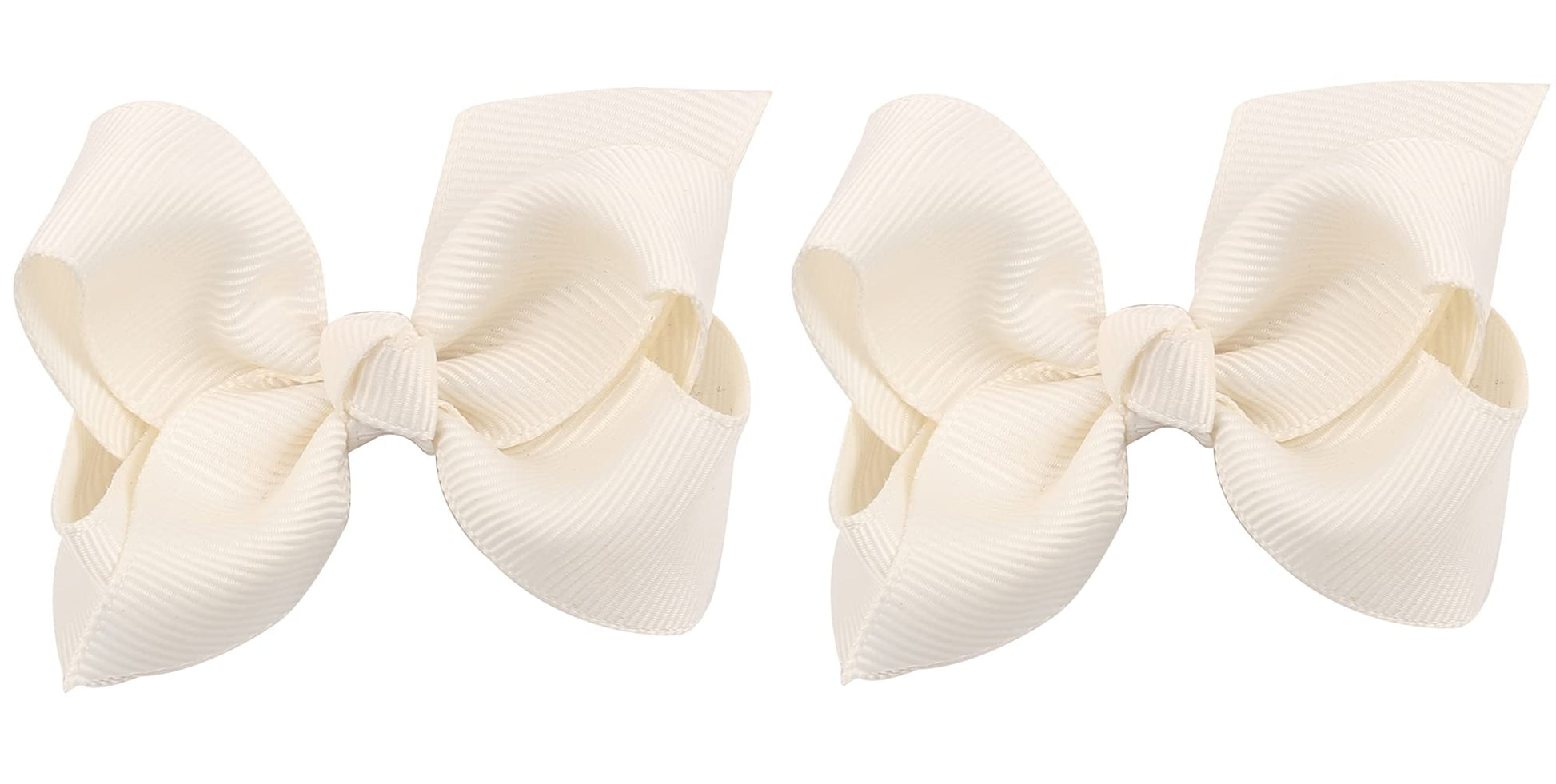 Zoonai 3 Inch Baby Girl Hair Bows Boutique Hair Clip Teens Toddlers Hairpin Headwear - Set Of 2 (Ivory)