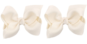 Zoonai 3 Inch Baby Girl Hair Bows Boutique Hair Clip Teens Toddlers Hairpin Headwear - Set Of 2 (Ivory)