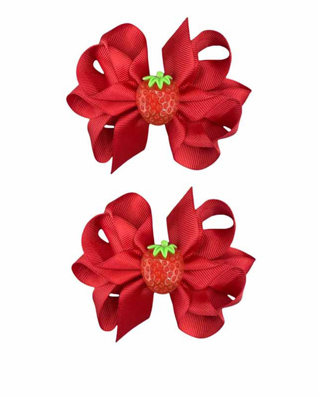 Strawberry Snap Clips Baby Girls Fruit Hair Bow Clips Strawberry Hair Ring Tie BBW24 (Set-M)