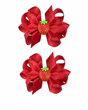 Strawberry Snap Clips Baby Girls Fruit Hair Bow Clips Strawberry Hair Ring Tie BBW24 (Set-M)