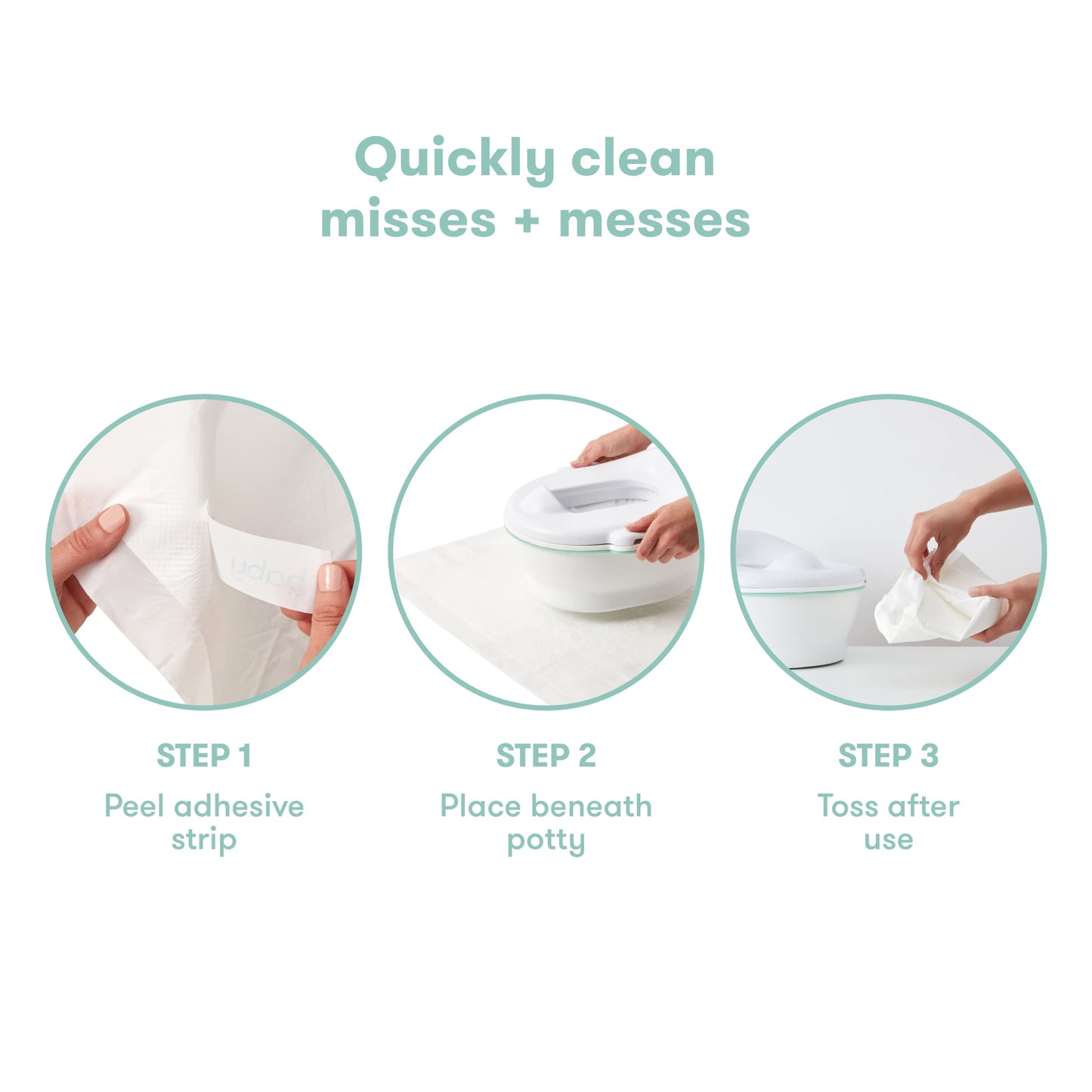 Frida Baby Potty Mess Mats, Disposable, Super-Absorbent Floor Pads For Easy Cleanup, 20 Count