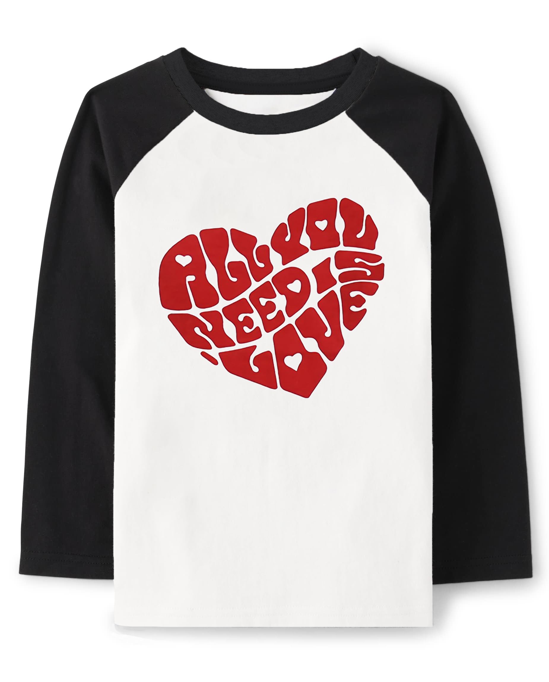 Valentine Shirts Toddler Boys Girls Raglan Long Sleeve Tees Kids All You Need Is Love Heart Tops 7 Years
