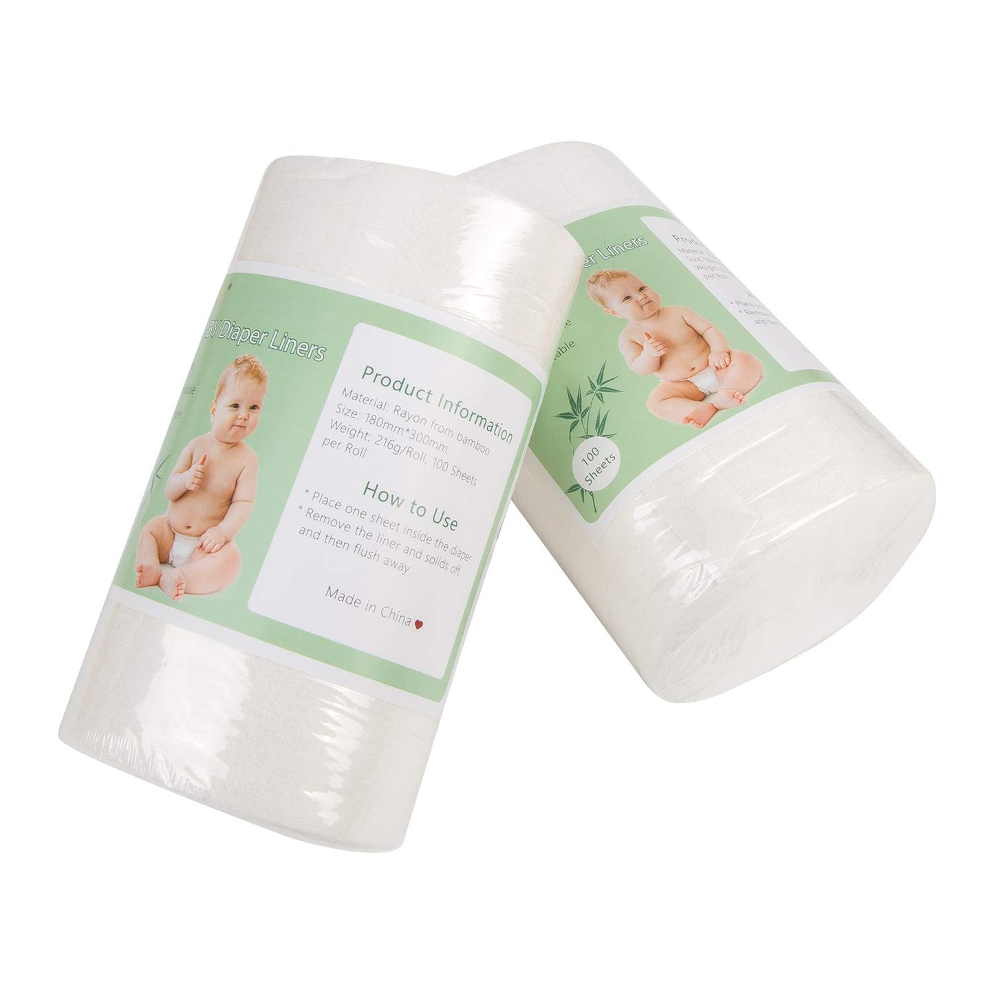 ALVABABY Diaper Liner for Baby Cloth Diaper Disposable Natural Soft Diapers Liners Fragrance Free Chlorine Free 11.8 x 7.1 Inch