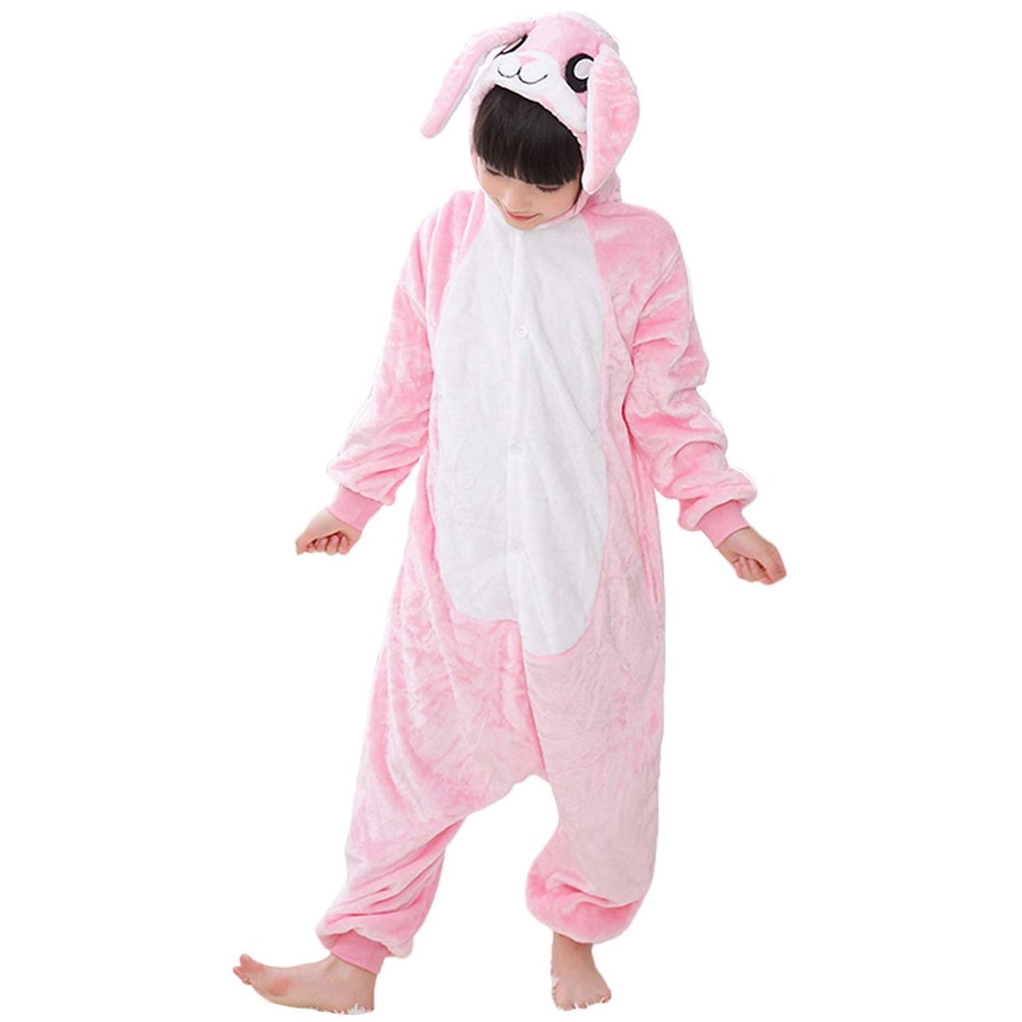 Wafunne Kids Rabbit Costume Cosplay Halloween Easter Animal Onesie For Boys Girls Child Pink Bunny L