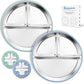 Bakpoco Stainless Steel Toddler Plate with Suction 2Pack, 9    Divided Kids Plates with Silicone Suction for Baby Self Feeding, 