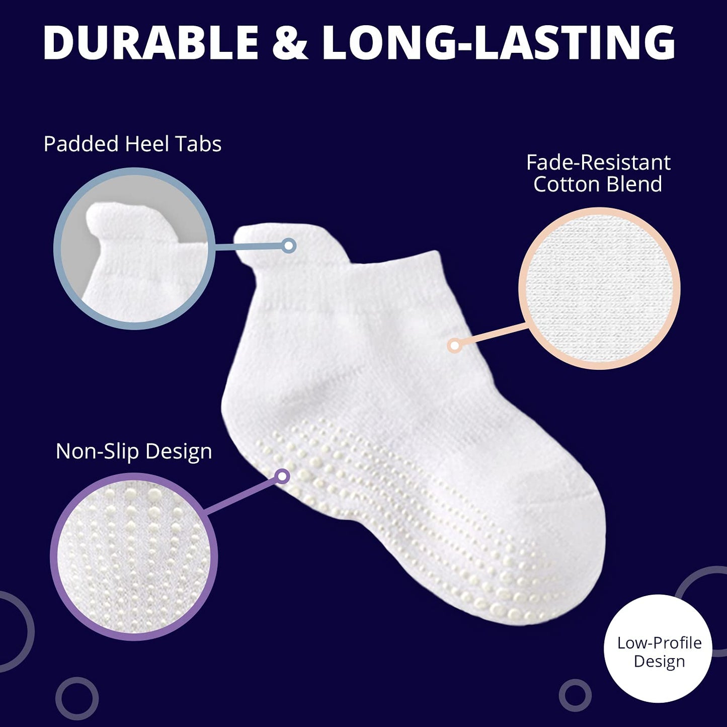 La Active Non Slip Grip Ankle Boys And Girls Socks For Babies Toddlers And Kids 4 -7 Years - 6 Pairs - Girls