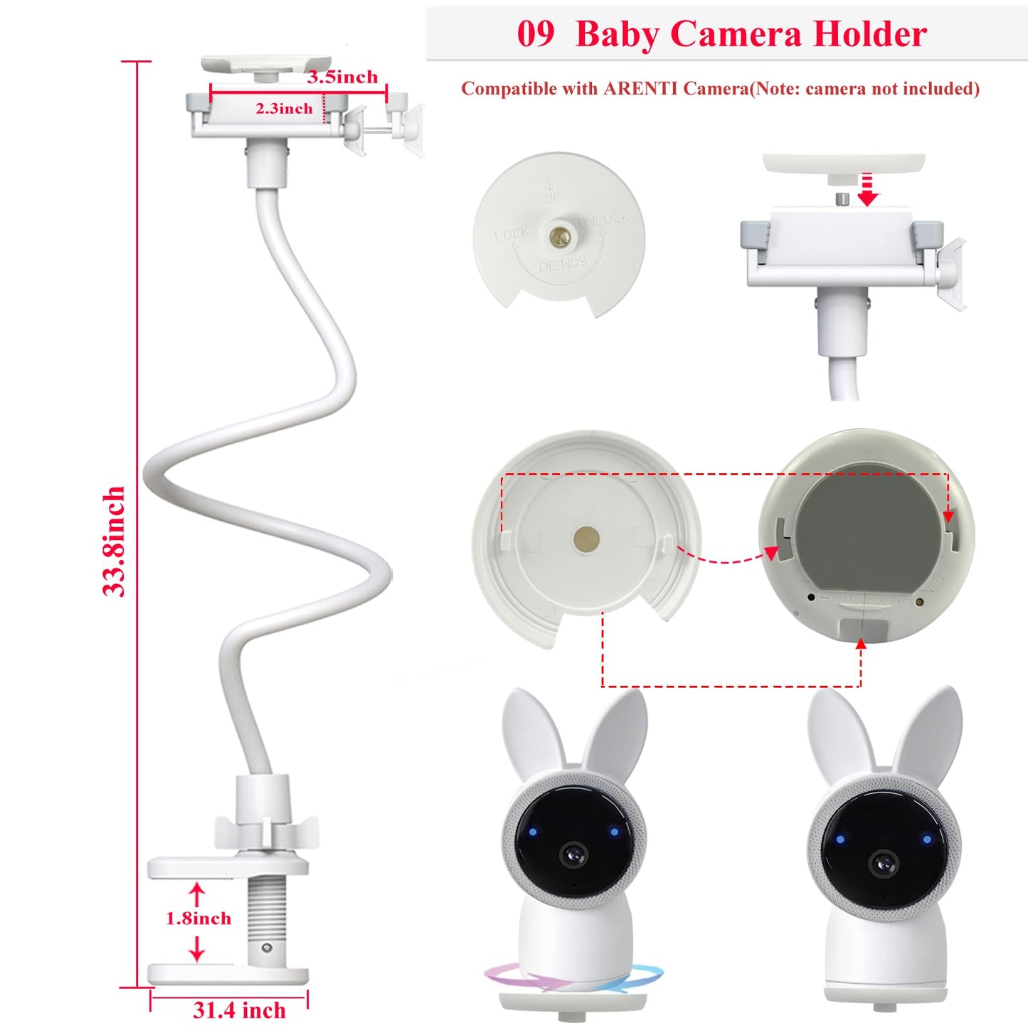 Eysaft Baby Monitor Holder Mount For Tapo C220/C201,Kasa Camera Ec70/Ec71/Kc410S