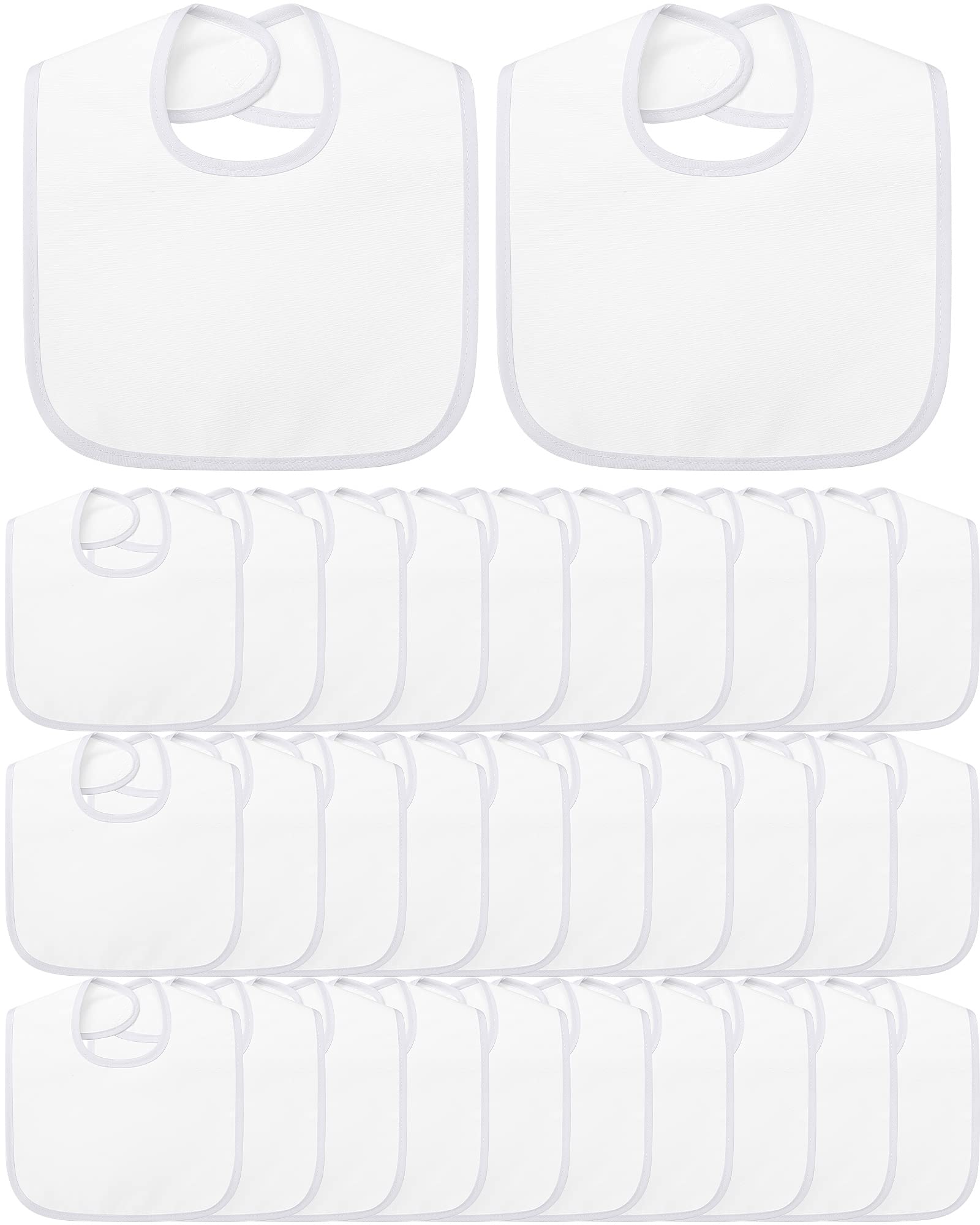 30 Pack Sublimation Blanks Baby Bibs Bulk 2 Ply Waterproof Absorbent White Bibs Unisex Baby Drool Bib With Hook And Loop Sublima