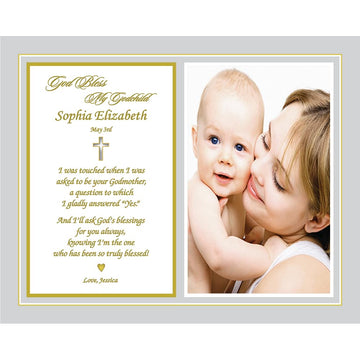 Poetry Gifts Baptism Godchild Keepsake From Godmother, Godfather - 8X10 Inch Print Personalized From Godparents