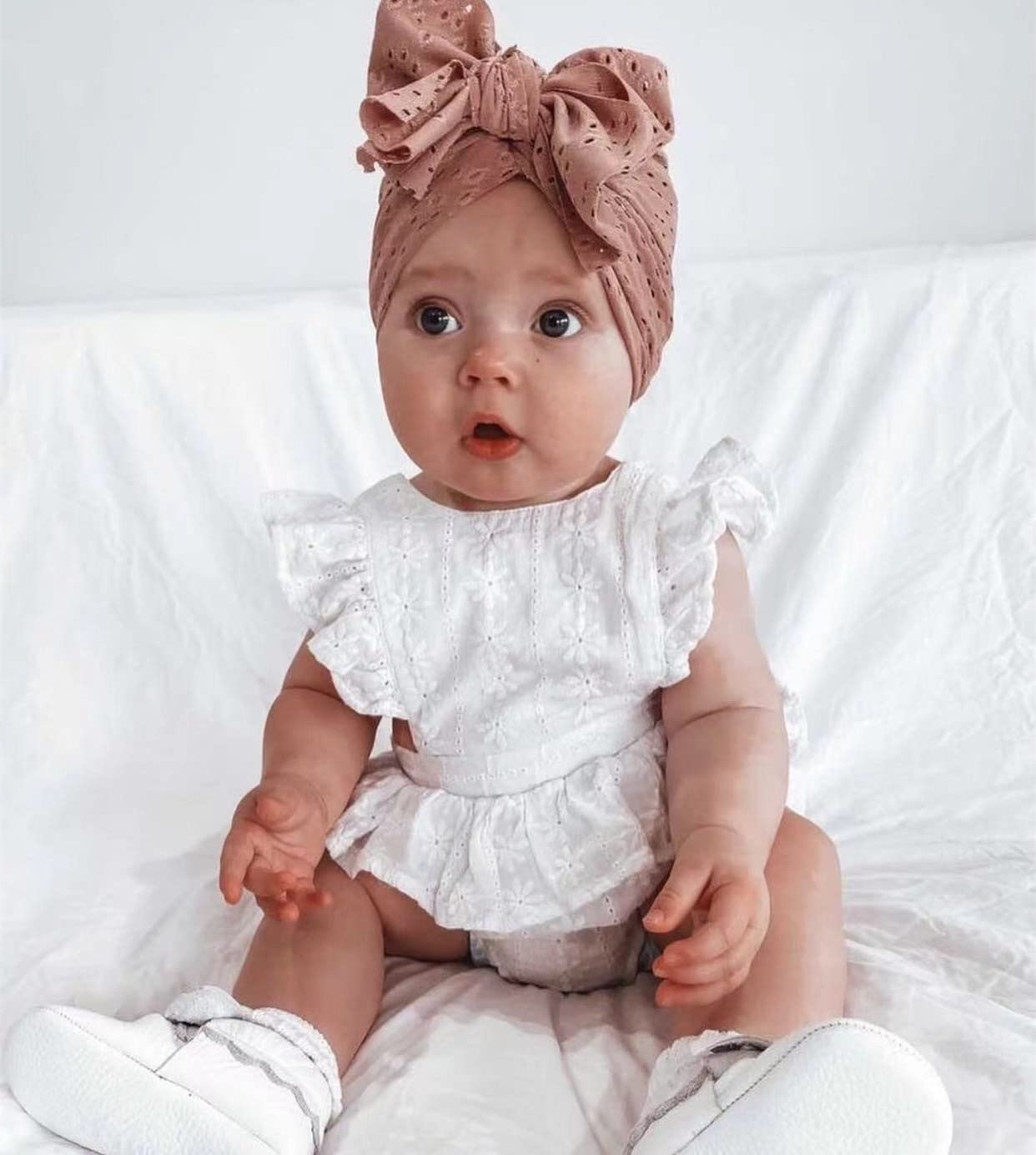 Gezisan Baby Turban Newborn Baby Girl Hospital Hat Nursery Beanie Headwrap Bohemia Donuts Cap (Hole02-6Pcs)