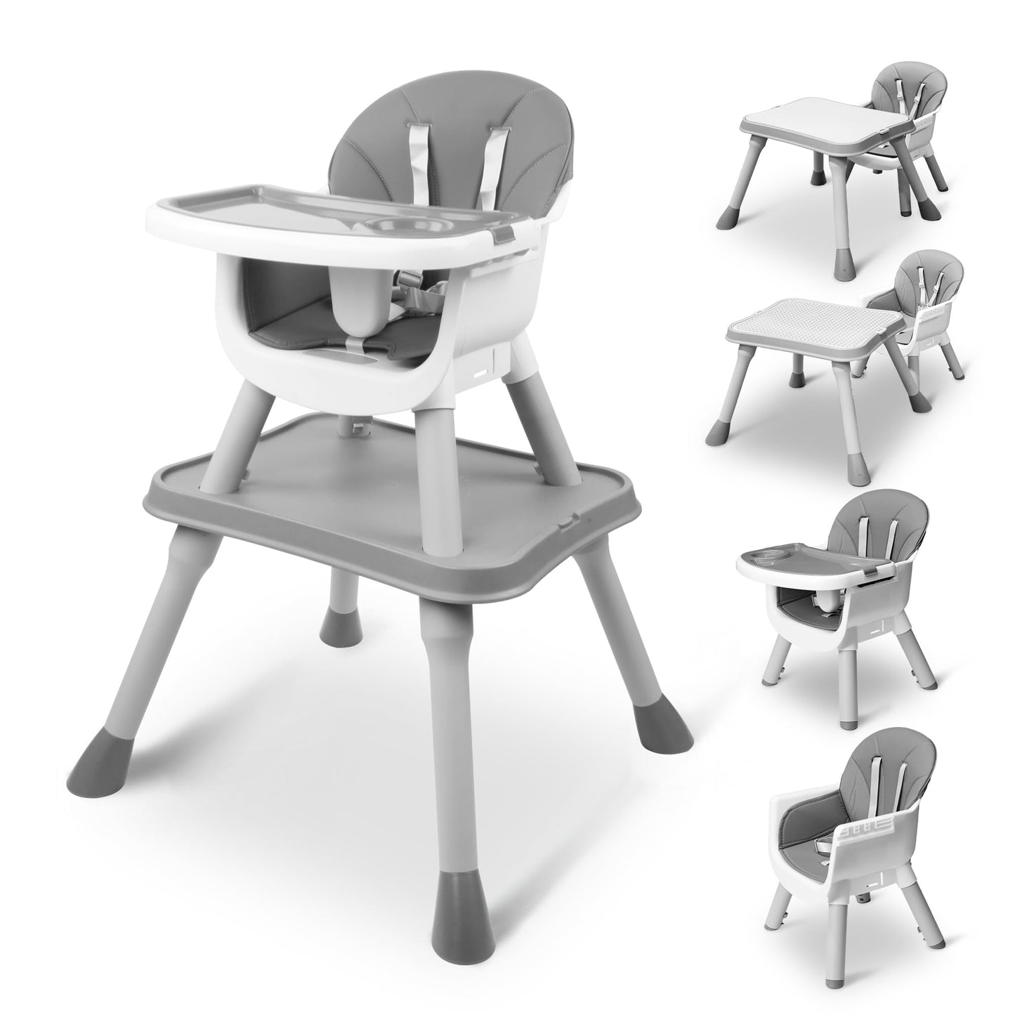 4 in 1 Baby High Chair, Toddler Chair with Removable Tray, Convertible High Chairs for Babies and Toddlers, Kids Learning Table,