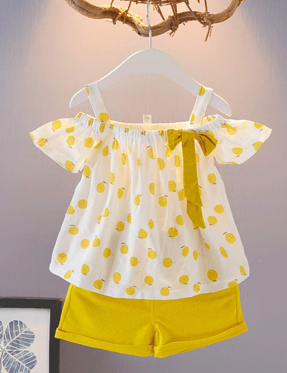 Hipea Toddler Baby Girls Summer Clothes Outfits Ruffle Camisole Spot Dot Tops And Casual Shorts 2-Piece Newborn Girl Clothing Se