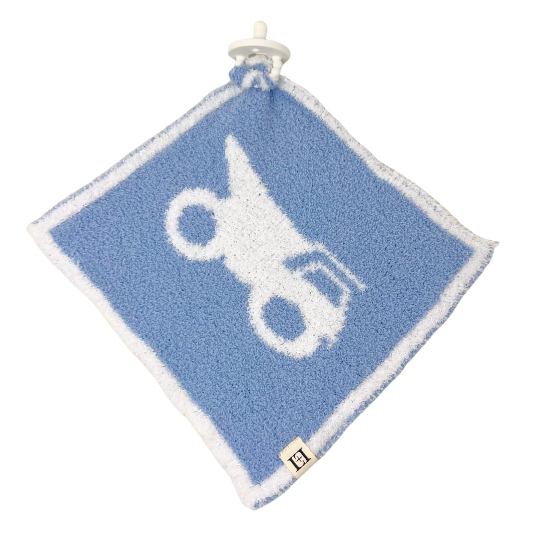 L+L USA Construction Dump Truck Baby Lovey Pacifier/Teether Holder 10x10 - DreamSoft Plush Fluffy Cuddly Soothie Reversible Mini