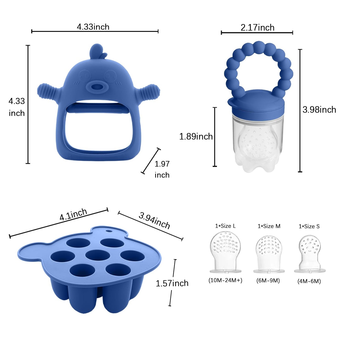 Baby Fruit Feeder Pacifier - 3 Pack | 1 Baby Food Feeder & 1 Baby Teether & 1 Baby Popsicle Molds | Breastmilk Popsicle Molds |