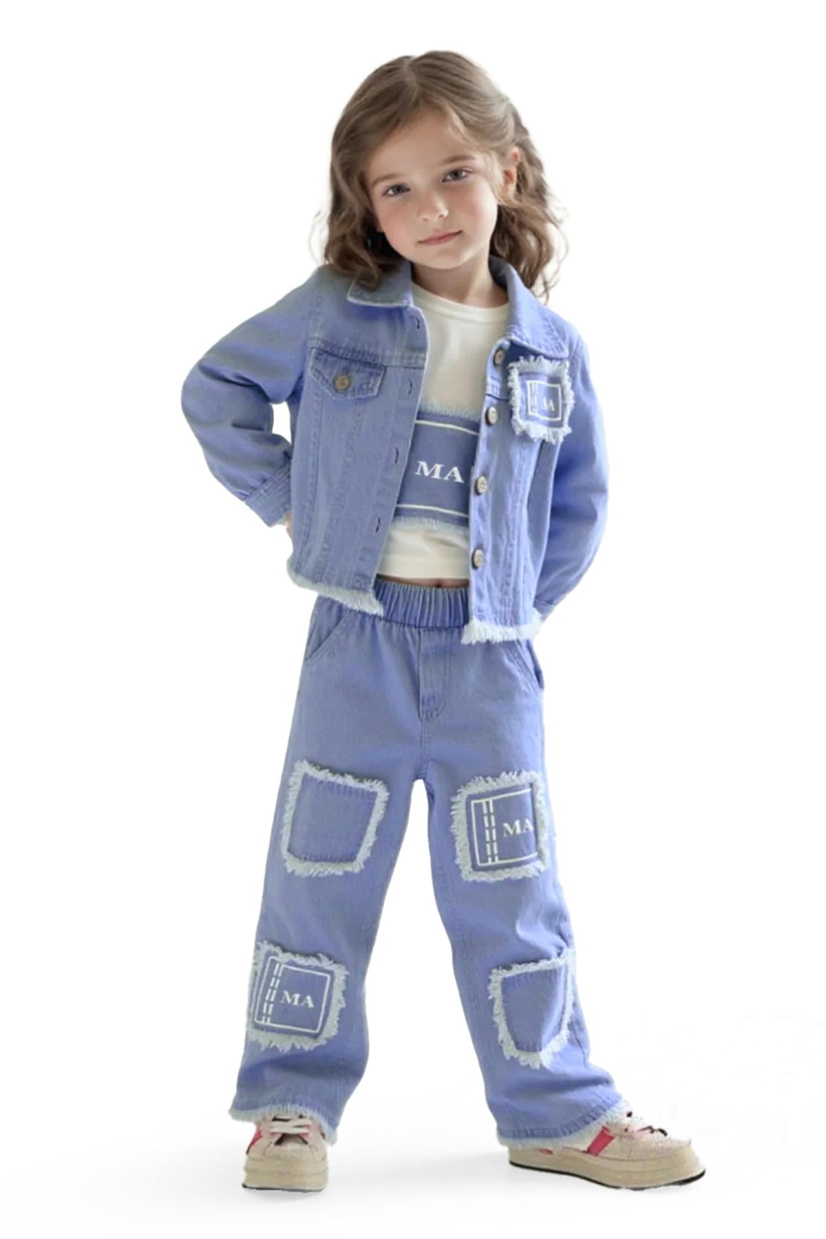 Fashion Dream Girls Denim Clothing Set|jeans top for girls (FD.OSGCMB00006 LBL 26_Light Blue_67 Years)