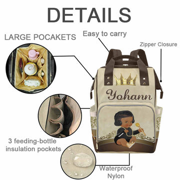 M Yescustom Personalized Name Diaper Bag Backpack, Crown Diaper Baby Bags For Mom & Dad, Portable Travel Back Pack Baby Shower G
