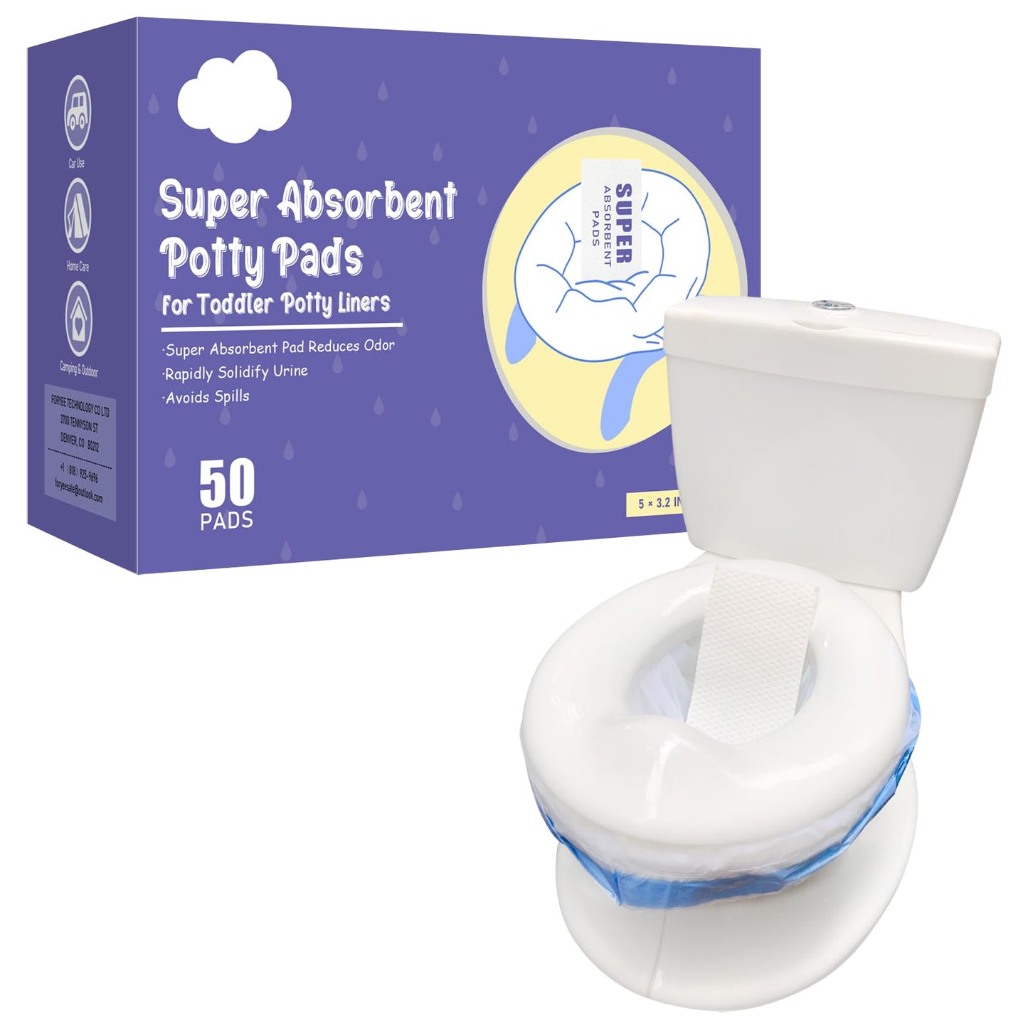 REFLYAWAY 150 Packs Super Absorbent Urine Pads Portable Child Used with Travel Potty Bags Disposable Liners for Toddlers, Toilet