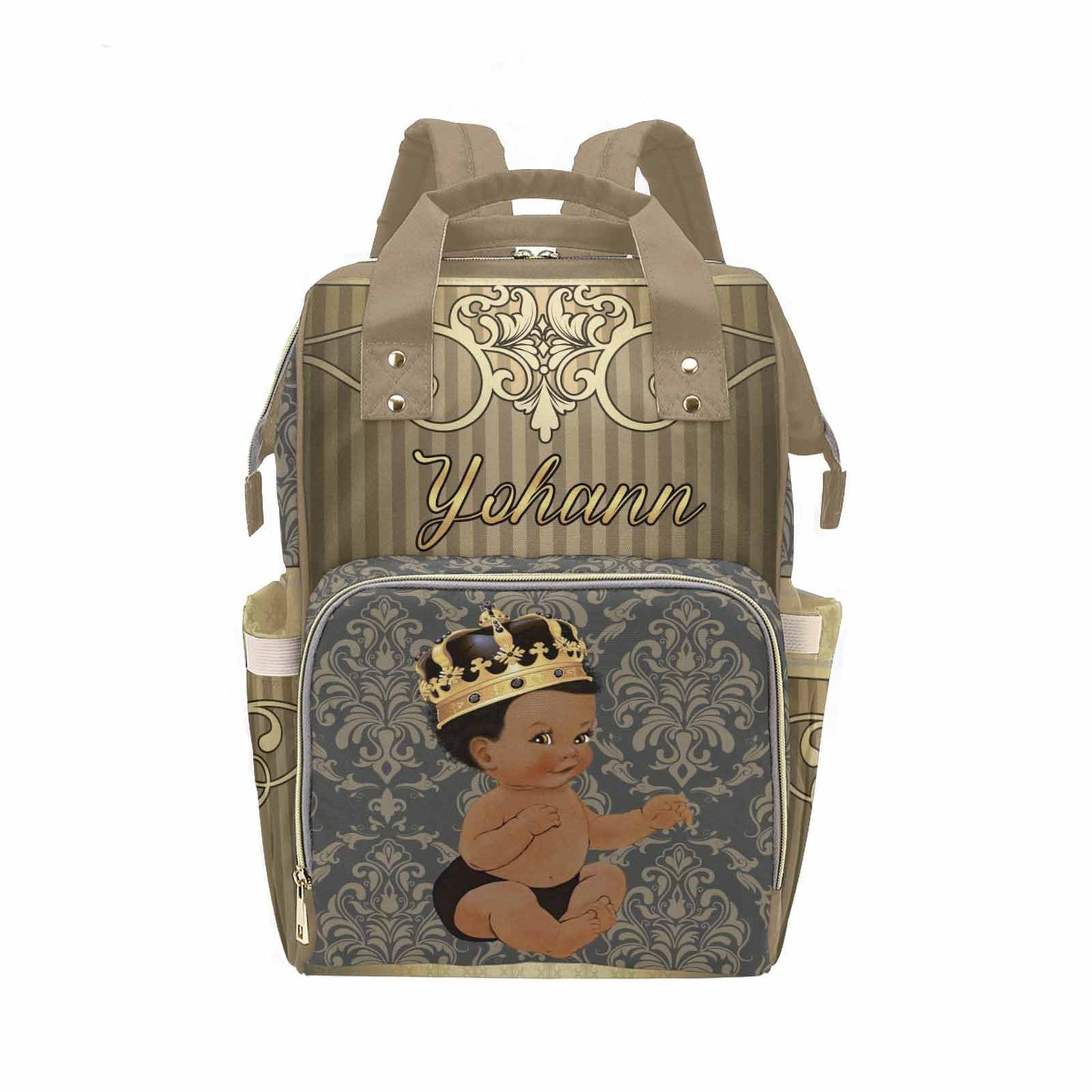 M Yescustom Personalized Baby Diaper Bag, Vintage Custom Golden Crown Prince Diaper Bag With Name, Waterproof Diaper Bag Backpac