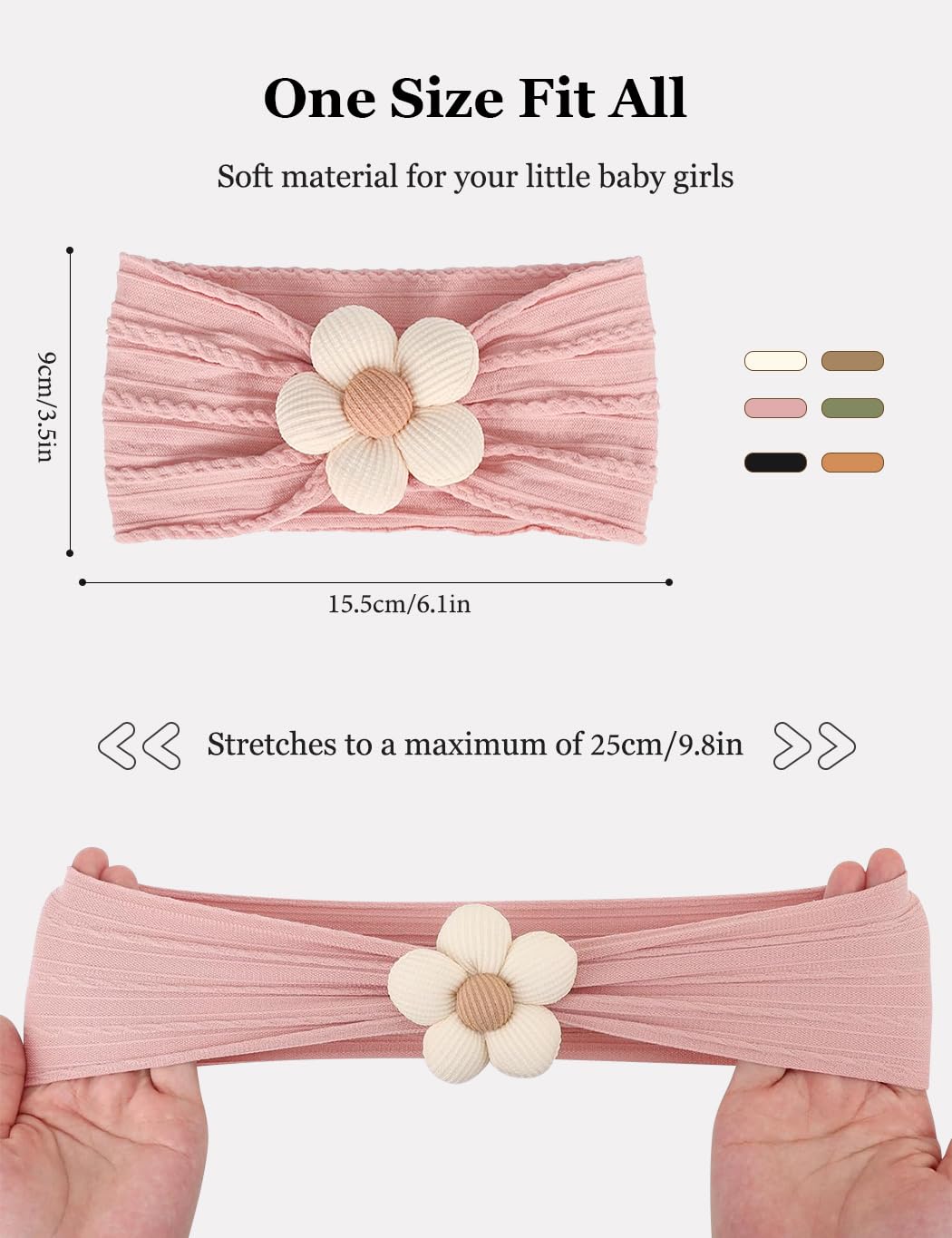 Zurlefy Stretchy Baby Girl Headbands Bows, Infant Headband Bows For Baby Bonnet Newborn Head Wraps Toddler Unisex (03H-16)