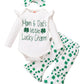 Shalofer Baby Girl Shamrock Outfit Newborn Girl Lucky Charm Bodysuit(Green-Flare Pants,0-3 Months)