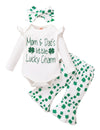 Shalofer Baby Girl Shamrock Outfit Newborn Girl Lucky Charm Bodysuit(Green-Flare Pants,0-3 Months)