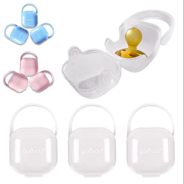 Purepouch Bpa-Free Pacifier And Nipple Shield Cases - Set Of 3 Clear  Case For Diaper Bag & Stroller  Pacifier Box For Travel  K