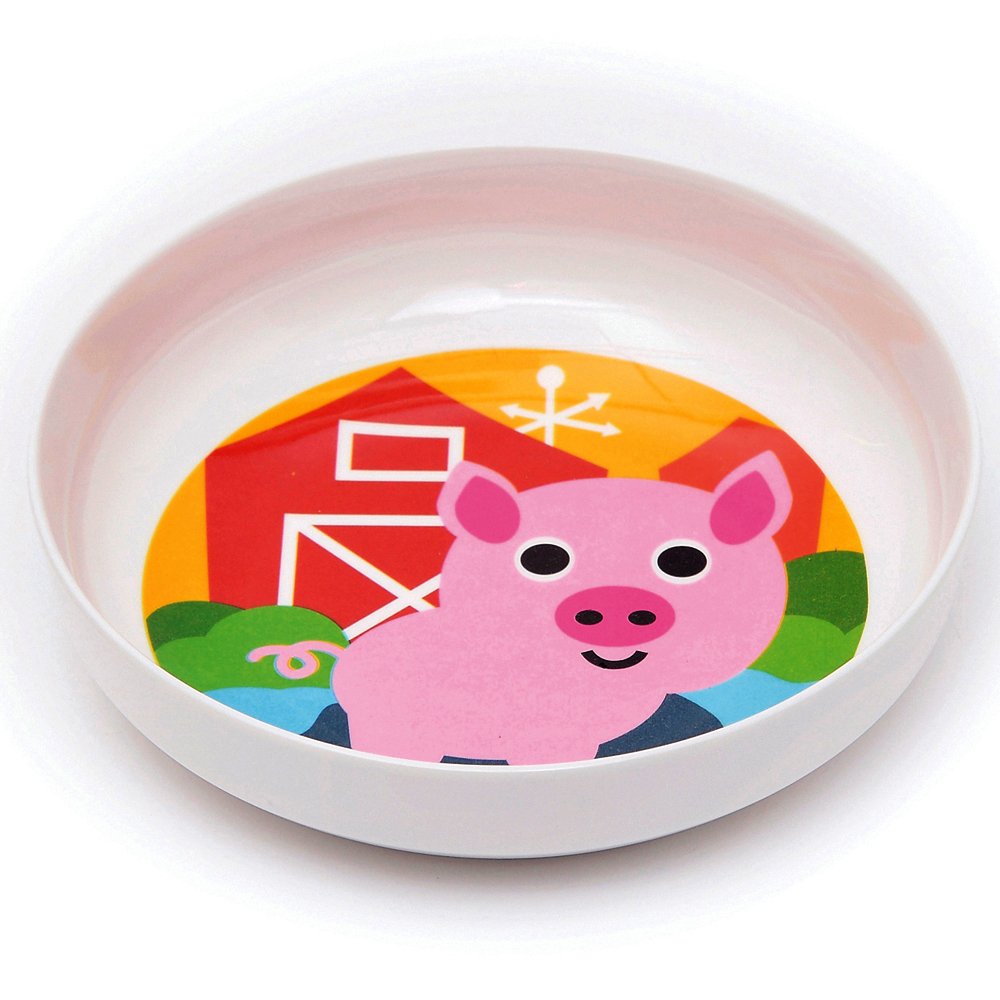 French Bull 4Pc Toddler Kids Feeding Melamine Tableware Flatware Bpa Free Dishwasher Safe, Durable Plate, Cup, Bowl, Divided Tra