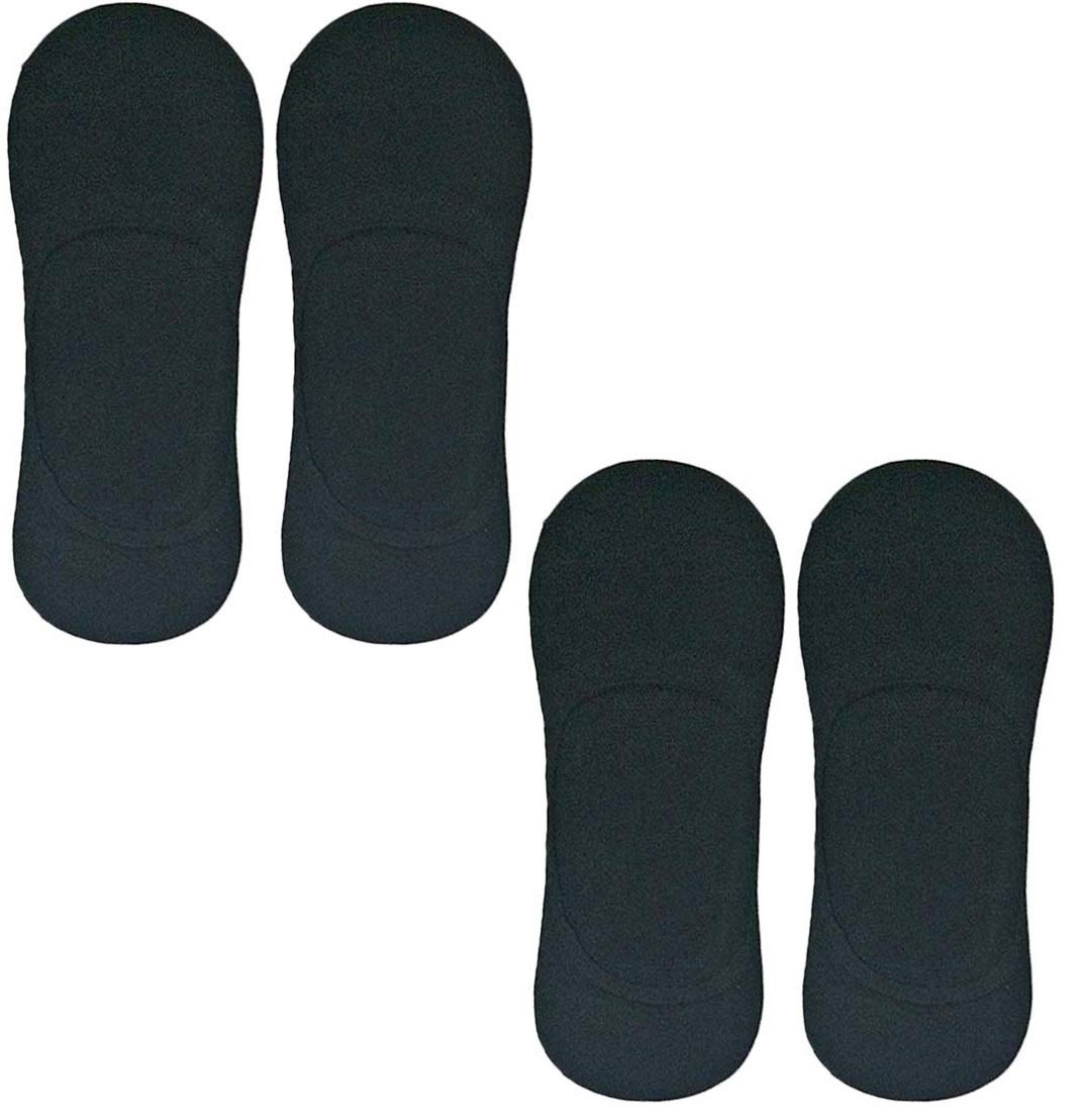 Queery Men Solid No Show Cotton Loafer Socks (Black, Pack Of 4 Pairs)