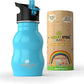 Kids Water Bottle With Straw & Handle, 12 Oz Blue - Eco Friendly Toddler Cups With Straws - Easy Sip Metal Water Bottle For Kids