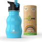 Kids Water Bottle With Straw & Handle, 12 Oz Blue - Eco Friendly Toddler Cups With Straws - Easy Sip Metal Water Bottle For Kids